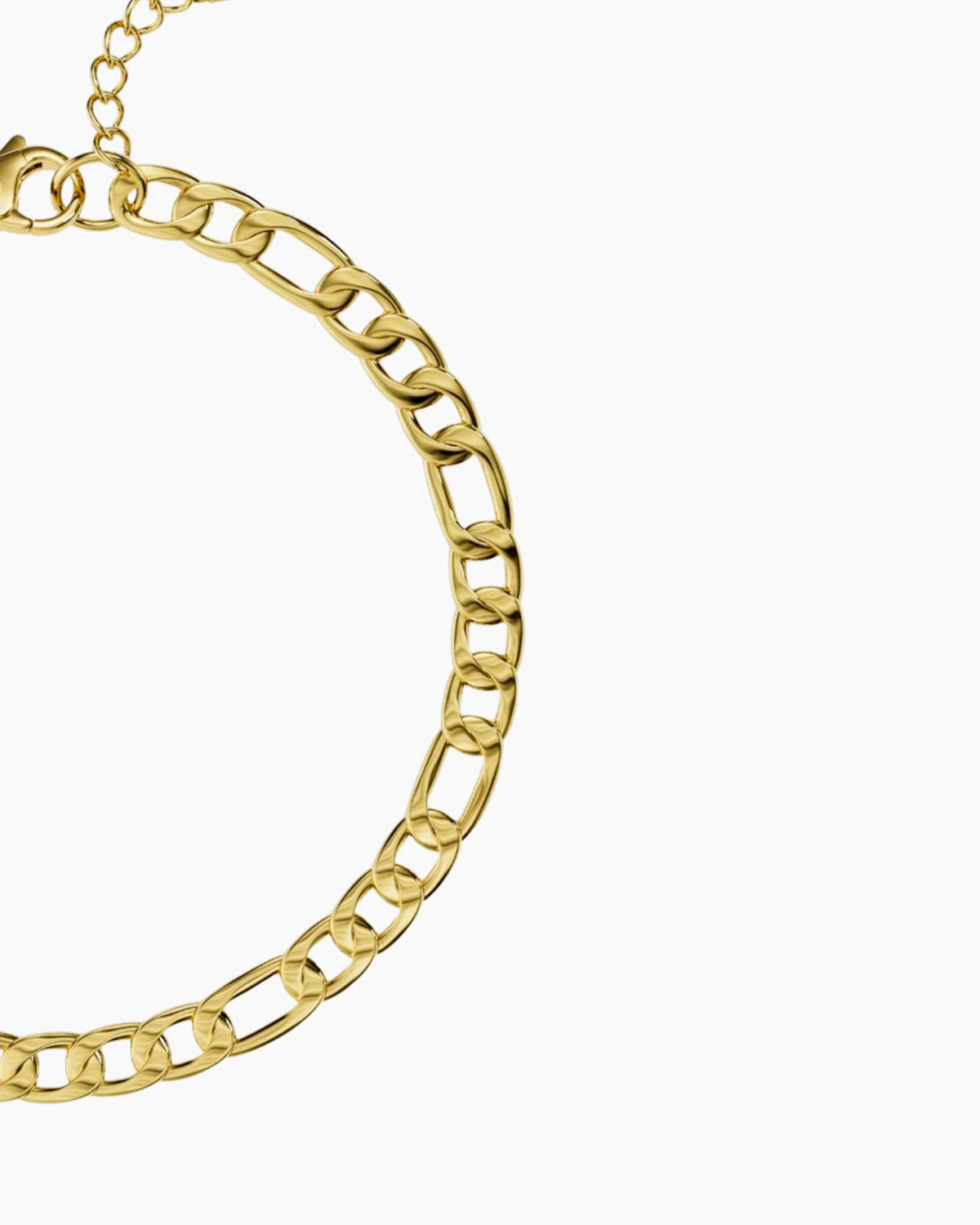 Figaro bracelet 4mm gold close up image