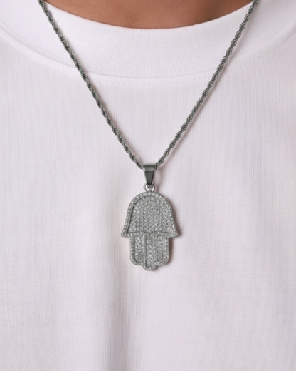 HAMSA HAND CHAIN - SILVER