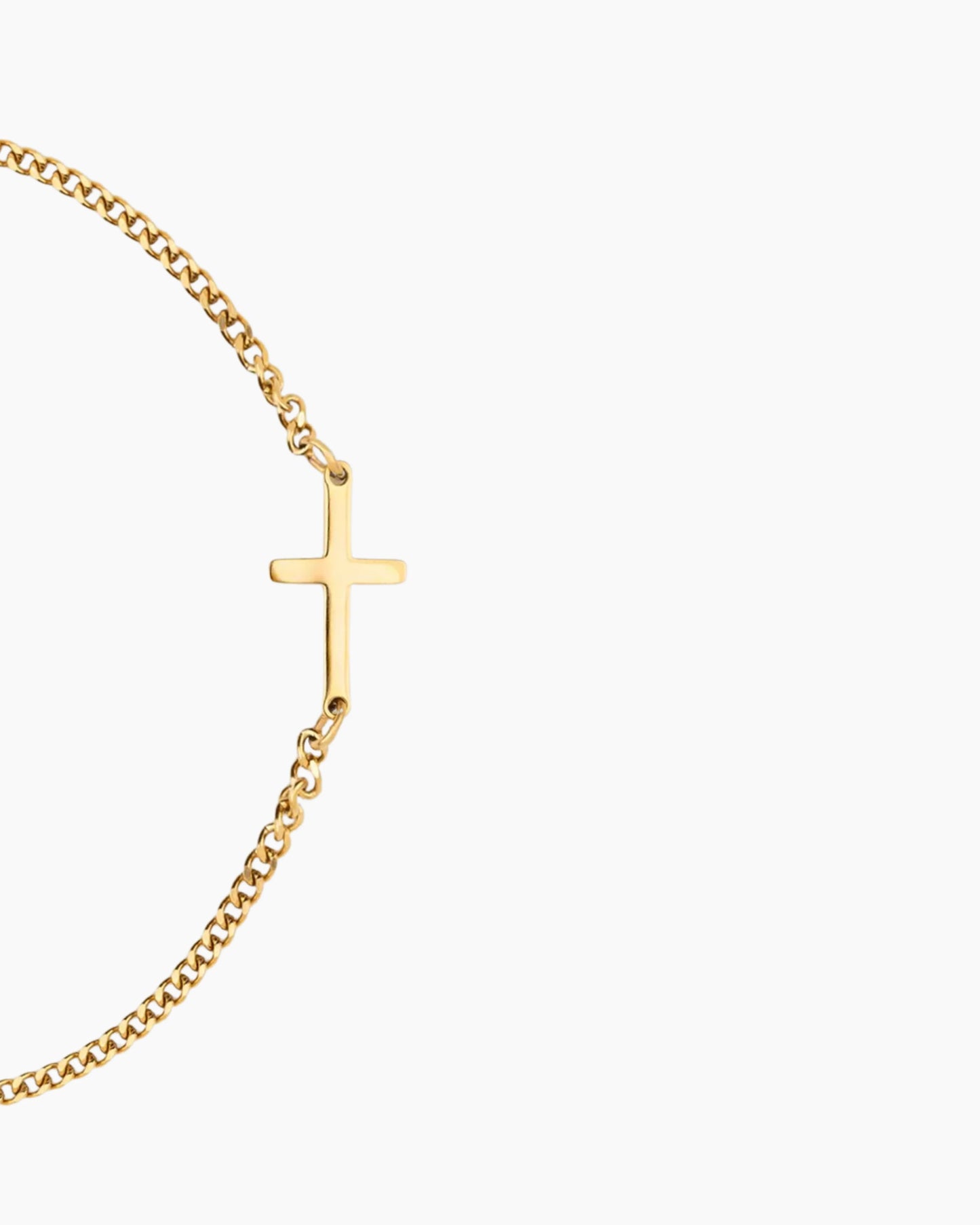 Gold cross bracelet details image