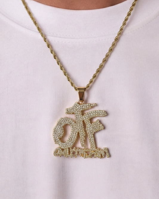OTF chain gold on model close up image