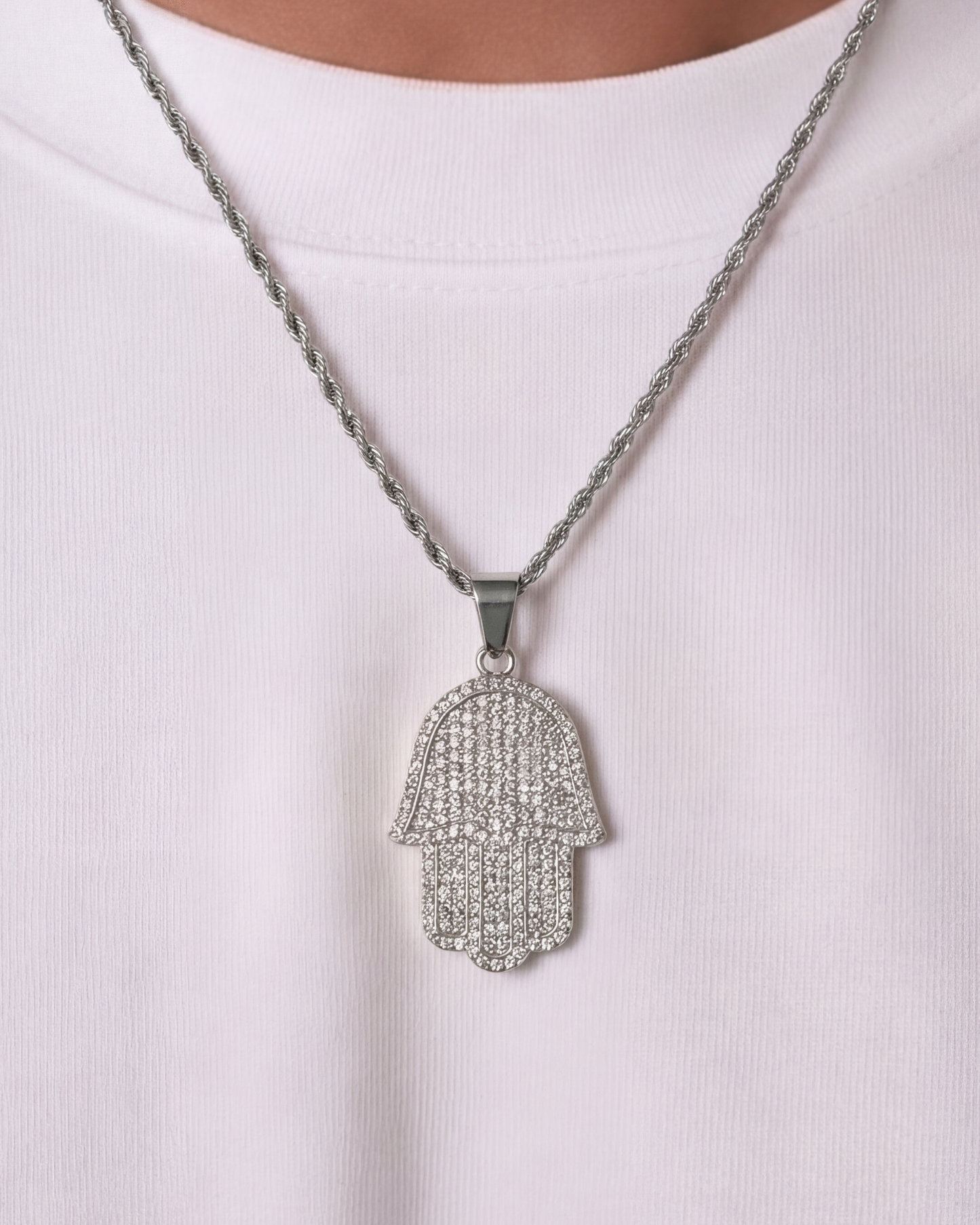 HAMSA HAND CHAIN - SILVER