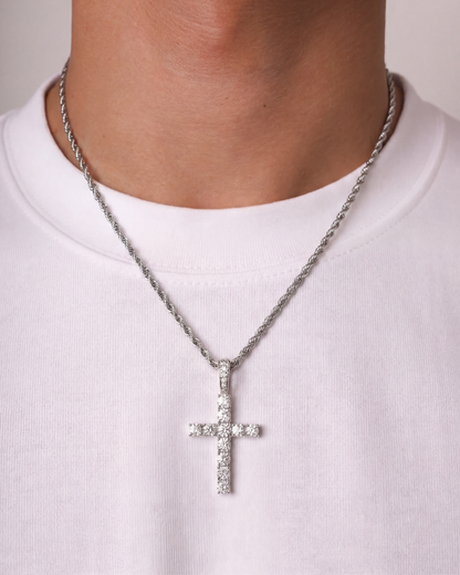 ICED CROSS CHAIN - SILVER