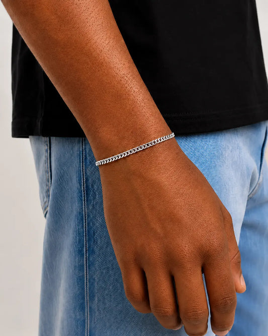 Cuban bracelet silver on model