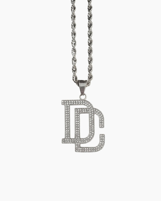 DC chain silver necklace studio photo