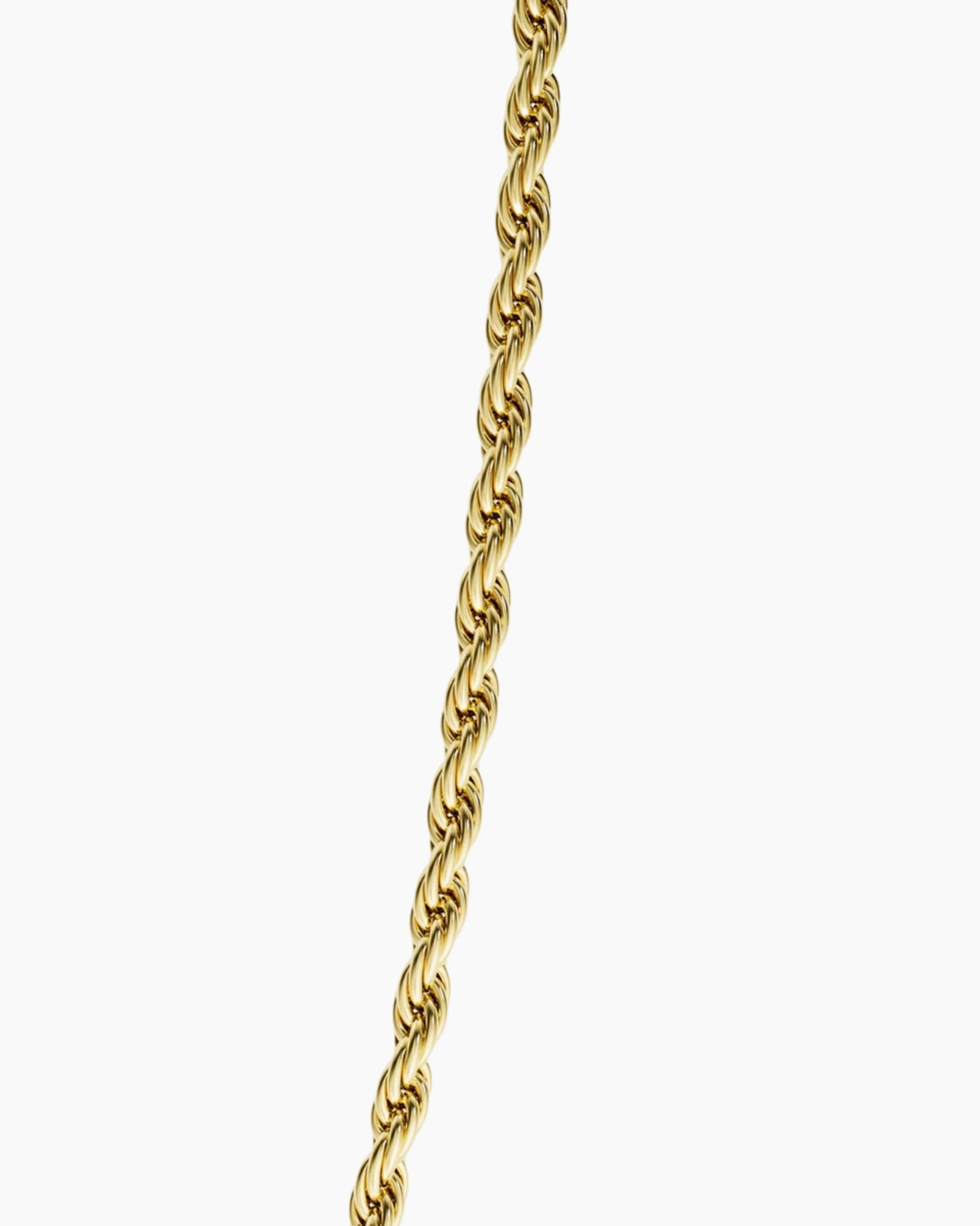 Gold clean rope chain details studio image