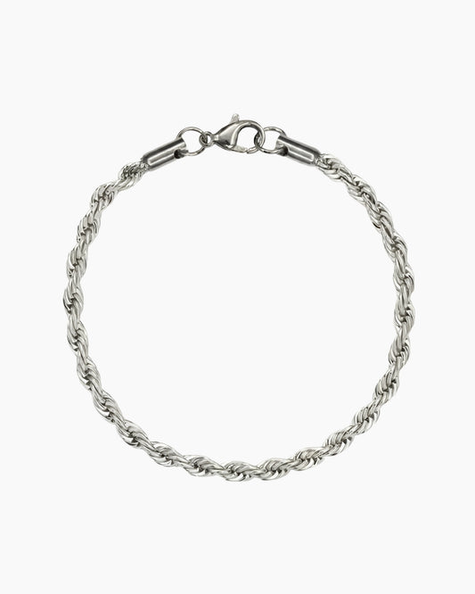 clean rope bracelet 3mm silver studio