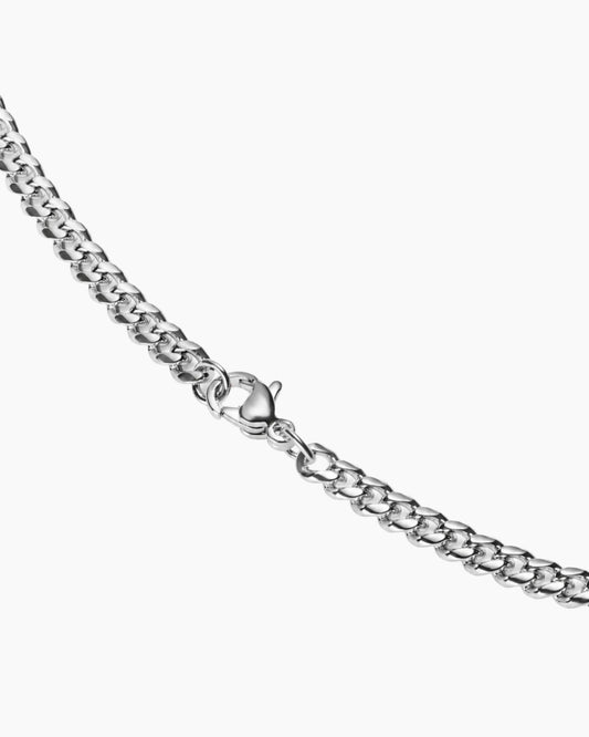 cuban chain silver 3mm clasp close up