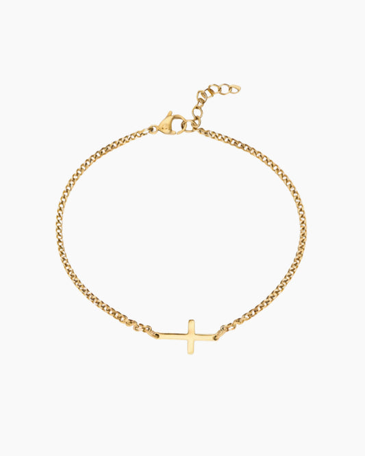 Gold cross bracelet product image