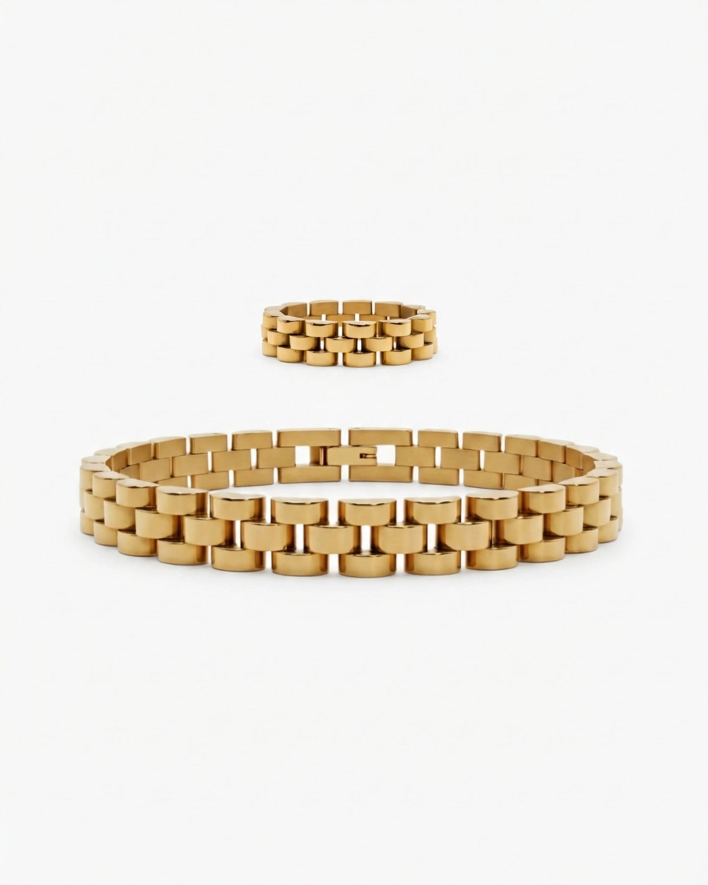 Gold link bracelet + ring set product image