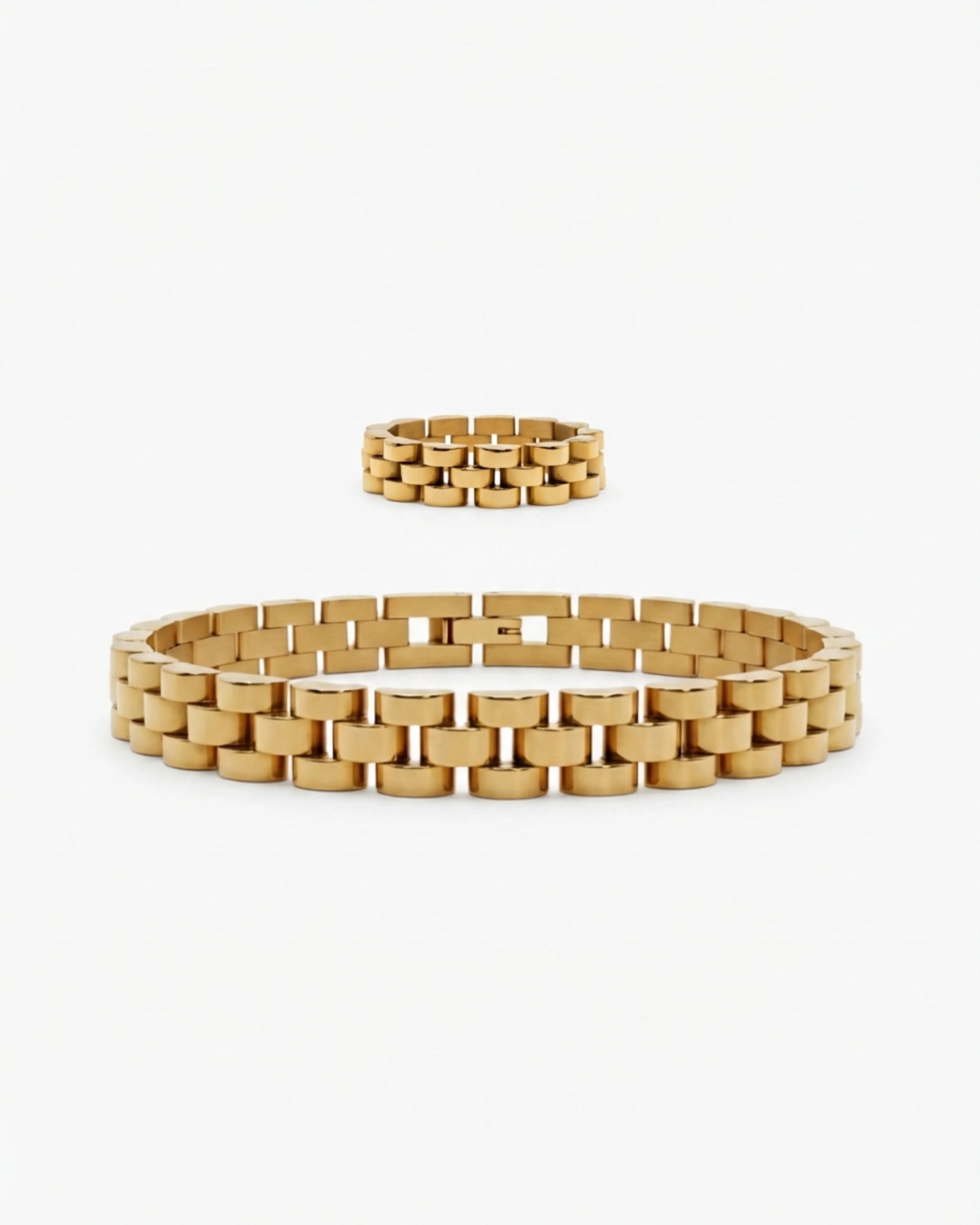 Gold link bracelet + ring set product image
