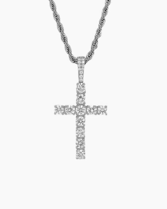Iced cross chain silver product image