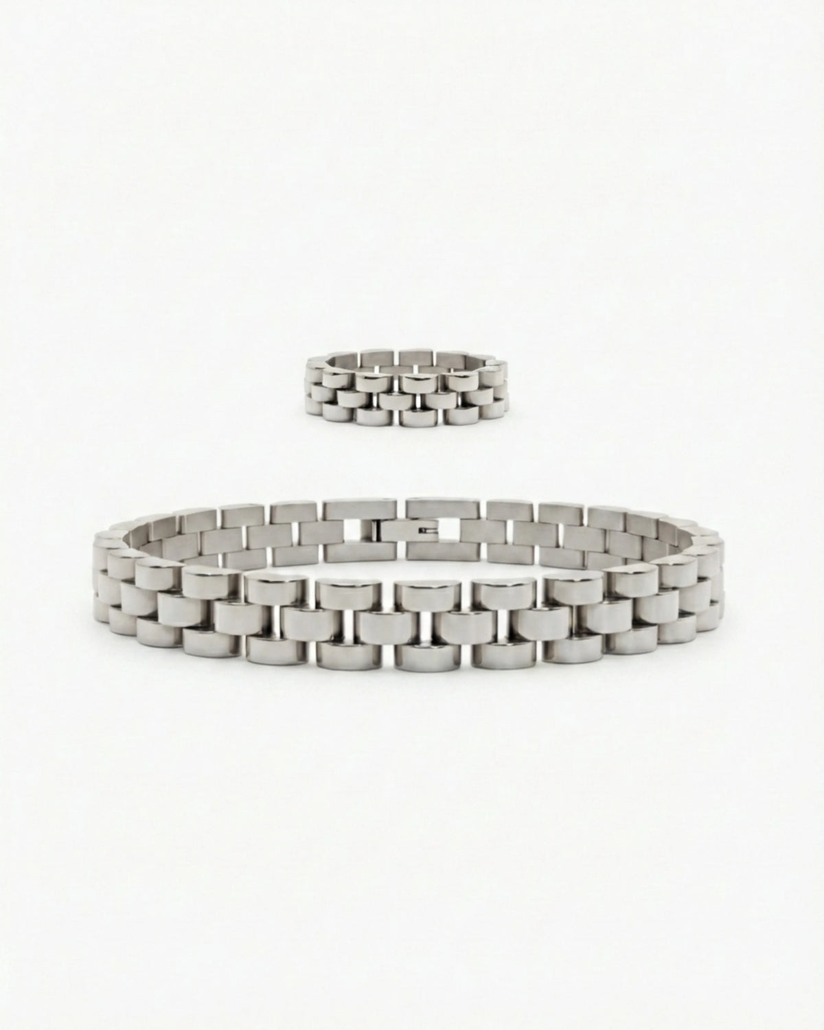 Silver link bracelet + ring set product image